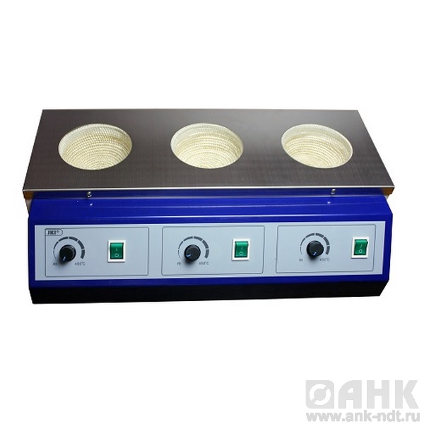 Колбонагреватель UT-4100-3 3-х местный, T до +450 °С, 500 мл